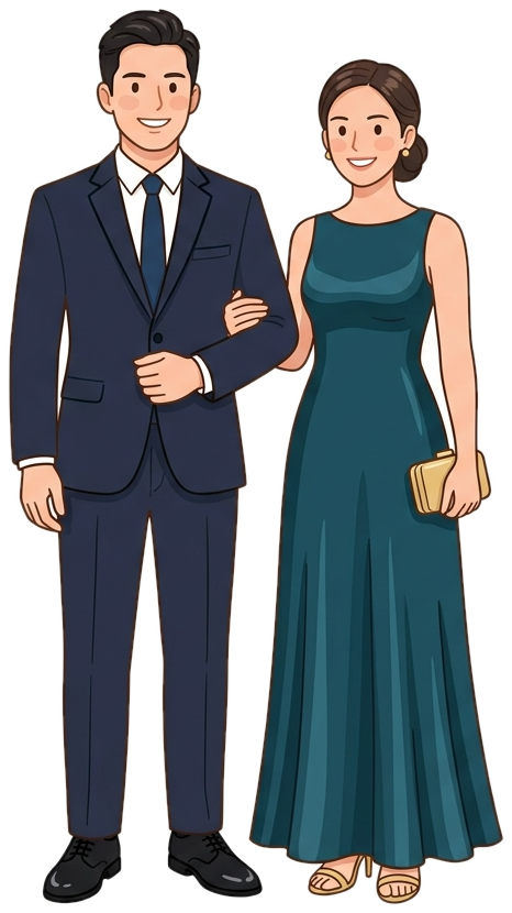 Pareja ilustrada con el dress code